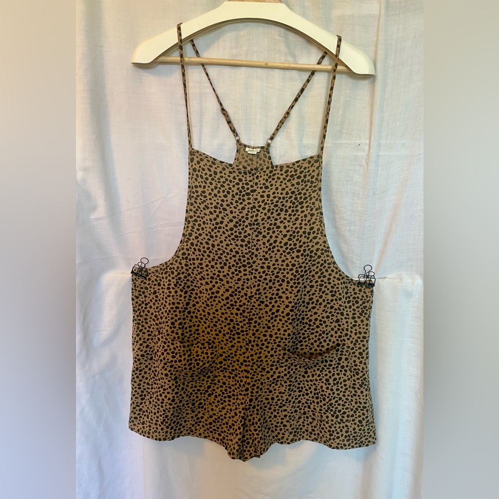 Aerie Leopard Print Sleeveless Romper - Black & Brown / Large